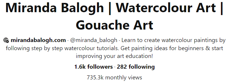 Learn how to paint with watercolours and improve your art education by following Miranda Balogh on Pinterest to find all kinds of step by step tutorials and resources for artists.