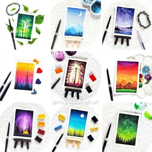 Do you like this collection of watercolour paintings? Then click here to explore an art blog dedicated to watercolour art and watercolour tutorials. Learn about art education including painting ideas, watercolour techniques, and drawing inspiration. You'll even learn how to promote your artwork and how to market yourself as an artist or creative using smart social media strategies!