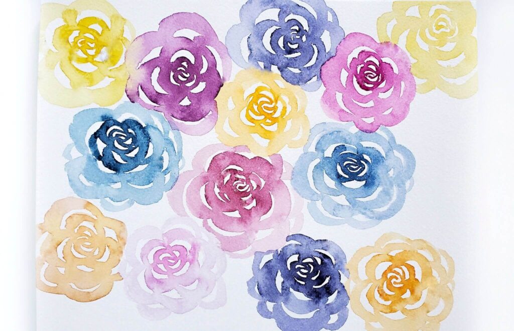 Simple and easy watercolour roses by Miranda Balogh