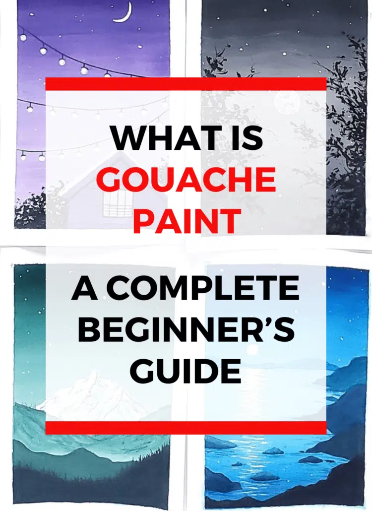 Learn about the basics of gouache in this beginner’s guide to gouache painting. In it, you learn about what gouache paint is used for, you discover the benefits of gouache art, and you learn the best gouache tips for beginners. By the time you’re done reading, you’ll understand everything you need to know to get started with gouache painting!