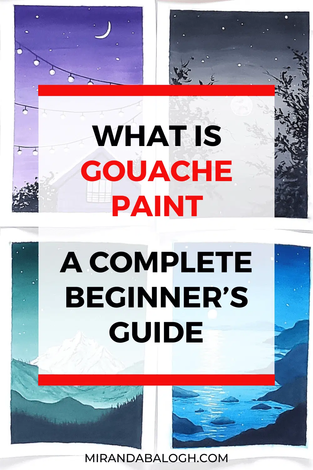 Learn about the basics of gouache in this beginner’s guide to gouache painting. In it, you learn about what gouache paint is used for, you discover the benefits of gouache art, and you learn the best gouache tips for beginners. By the time you’re done reading, you’ll understand everything you need to know to get started with gouache painting!