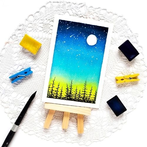 Night Sky Painting by Miranda Balogh