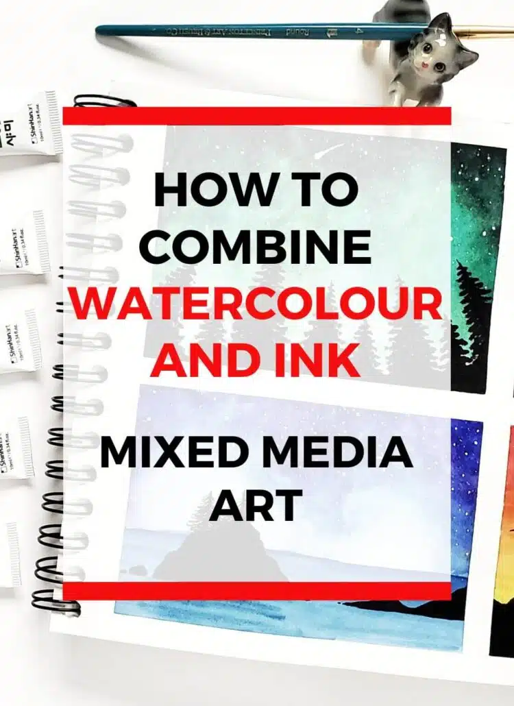 Combining ink with watercolour is easier than you think! In this complete beginner’s guide to watercolour and ink, you learn about the best line and wash techniques to help you create this lovely style of mixed media art. It’s versatile and suitable for beginners, so use these ink and watercolour painting ideas to help you get started. You’ll be creating ink and watercolour illustrations in no time!