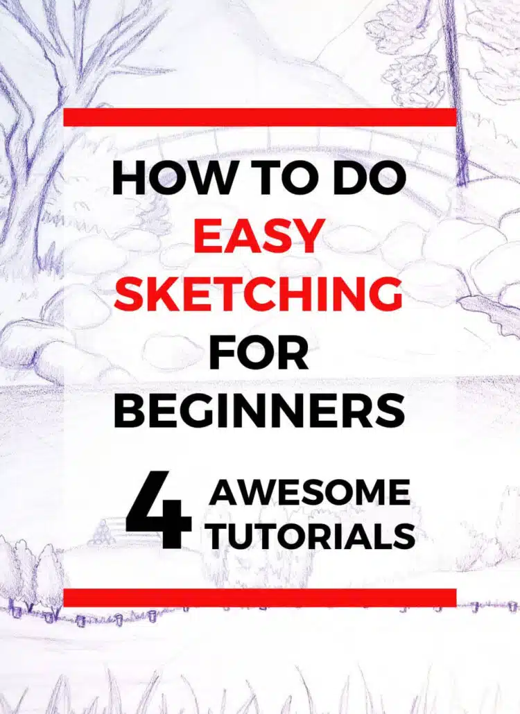 To get started with beginner sketching, you need to learn how to sketch basic shapes, develop simple shading techniques, and understand values. That means the easiest way to learn how to draw anything is to start with easy drawing ideas and step by step simple drawing tutorials. So check out these 4 easy sketching tutorials for beginners to get started with your daily drawing practice.