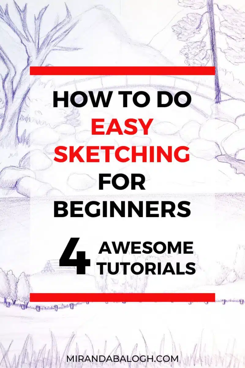 To get started with beginner sketching, you need to learn how to sketch basic shapes, develop simple shading techniques, and understand values. That means the easiest way to learn how to draw anything is to start with easy drawing ideas and step by step simple drawing tutorials. So check out these 4 easy sketching tutorials for beginners to get started with your daily drawing practice.