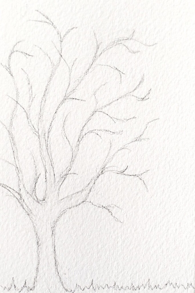 tree line silhouette painting