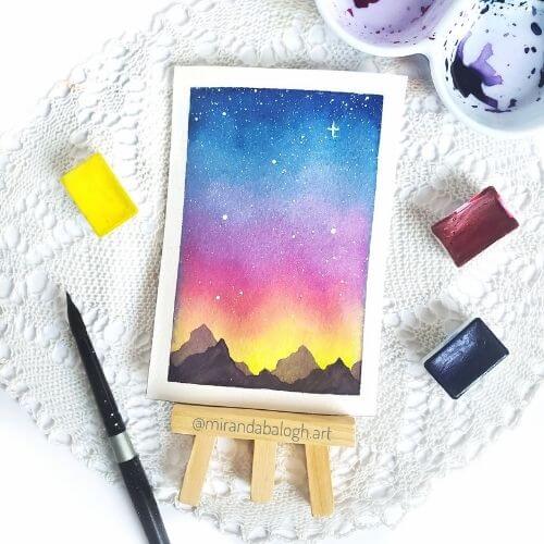 Easy Watercolour Night Sky Painting by Miranda Balogh. Learn how to fix overworked watercolour paper in this article.
