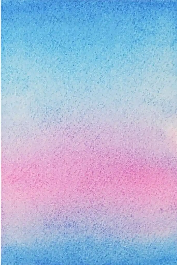 To create this easy watercolour painting, you need to first use the wet-on-wet technique to paint the background. Add blue at the top and bottom of the paper, and then blend it with pink in the lower half of the painting.