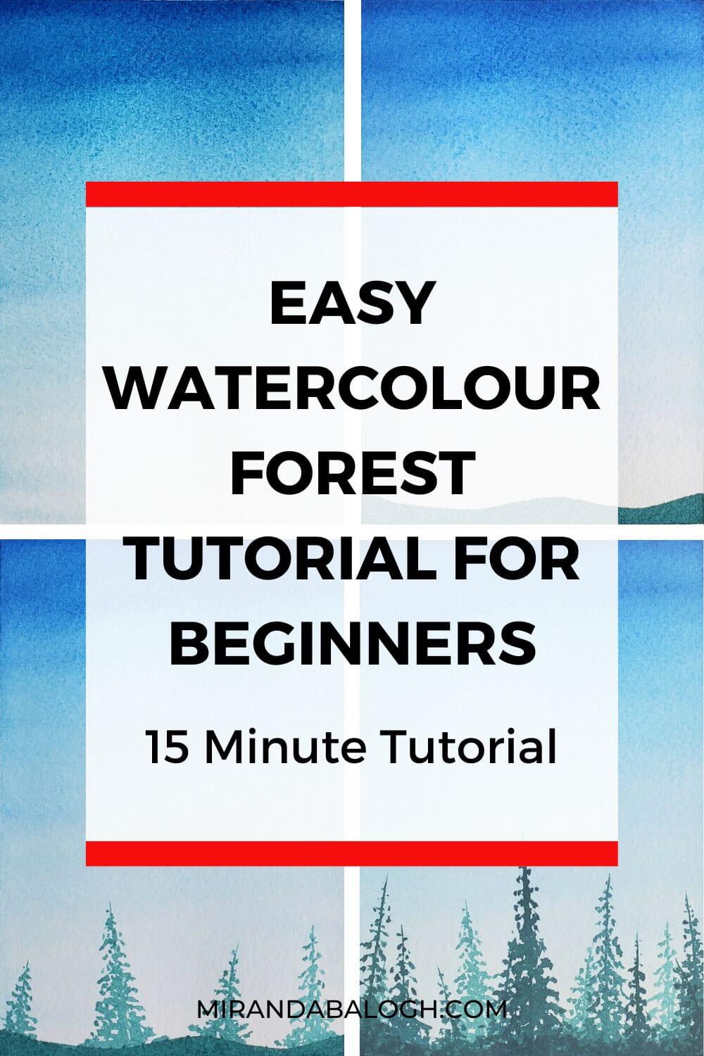 Learn how to paint an easy watercolour forest painting for beginners. In this step-by-step tutorial, you learn how to paint an easy watercolour forest with pine trees by using the wet-on-wet and wet-on-dry techniques. By the time you're done following along, you'll have the confidence to create this simple watercolour painting in only 15 minutes!