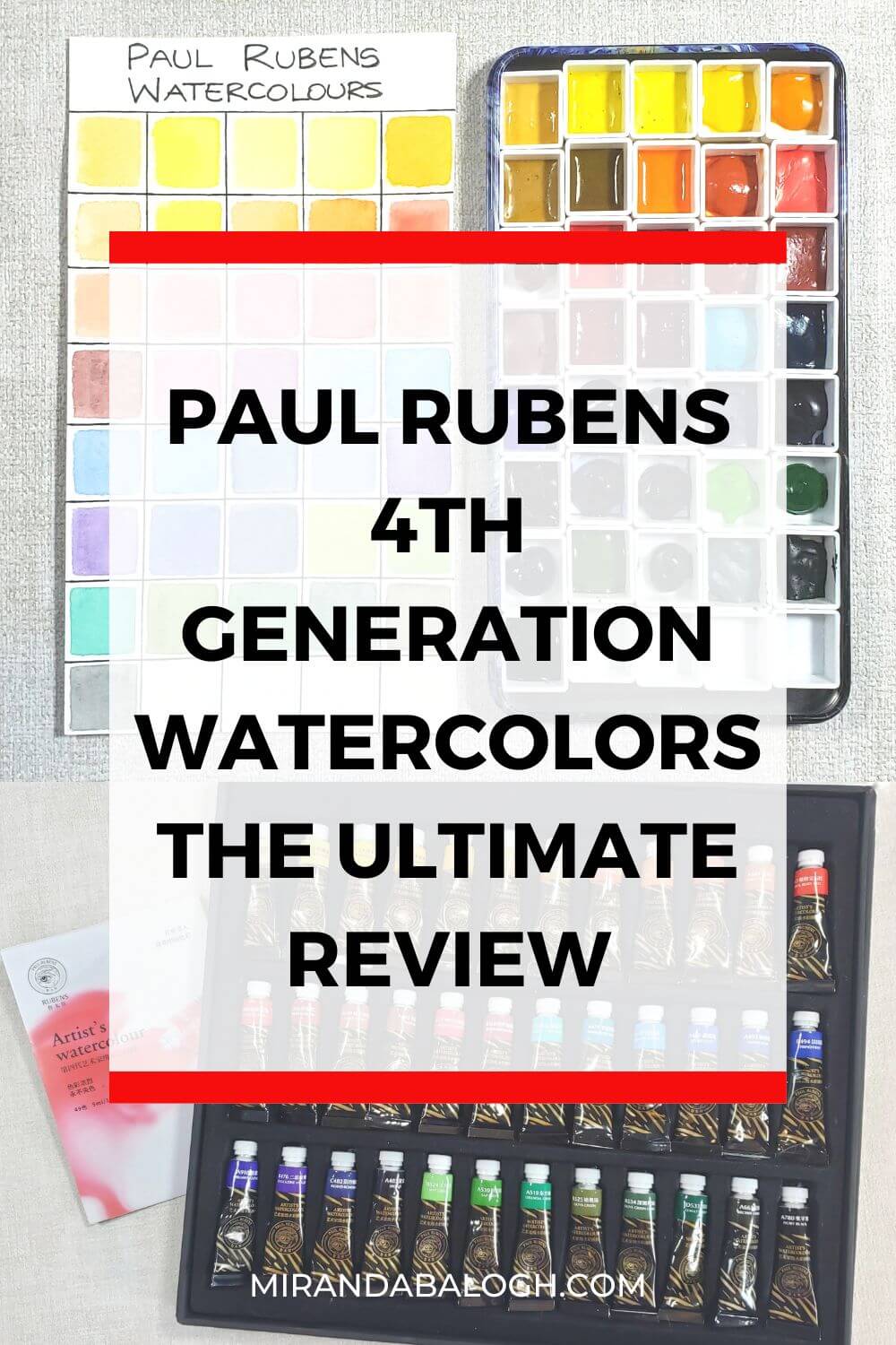 REVIEW: Paul Rubens Set of 24 Professional Half Pan Watercolors & Paul  Rubens Watercolor Paper! 