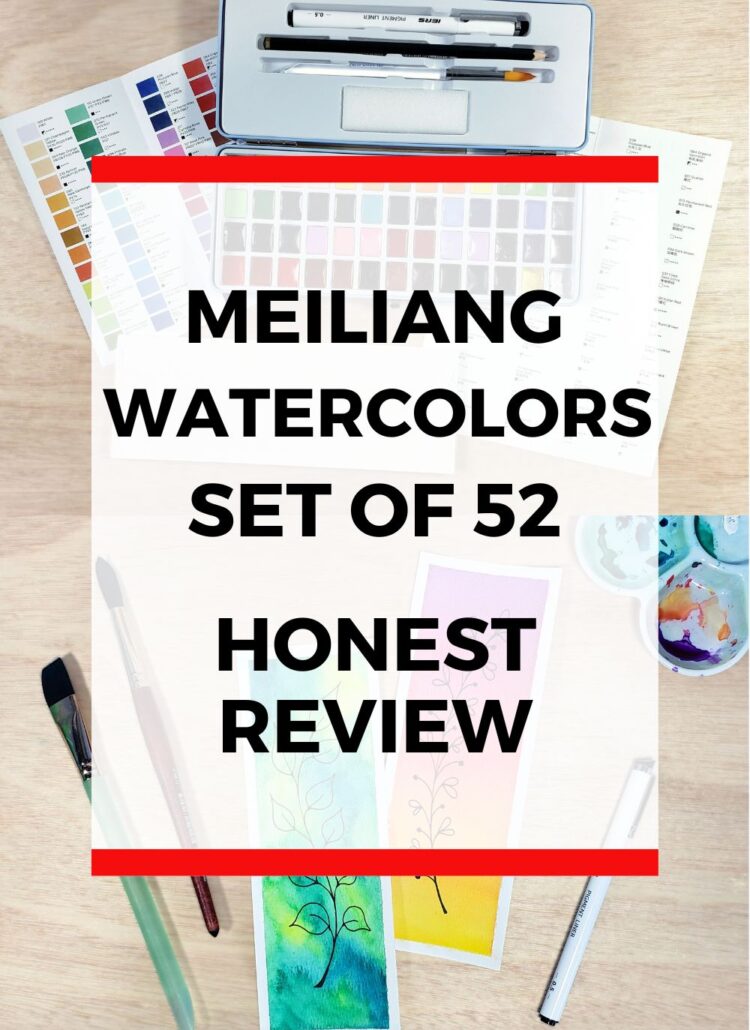 Check out this honest review of theMeiLiang Watercolors Set of 52. In it, Miranda Balogh discusses why the MeiLiang watercolour set with 52 half pans is ideal for watercolour beginners and why it’s the perfect travel watercolour set for plein air painters. As well, she examines the accessories that come with this set such as a graphite pencil, a round brush, 10 pieces of paper, a pen, and a sponge. So is the MeiLiang 52 watercolour paint set worth it? Keep reading to find out!