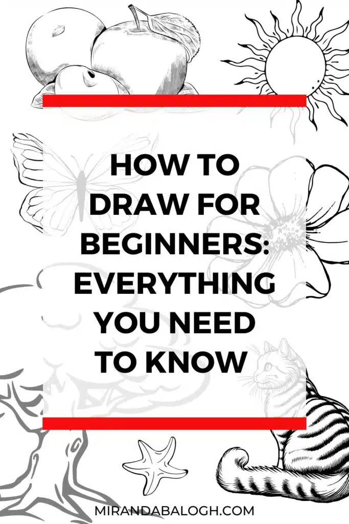 In this ultimate drawing guide, you learn how to draw as a complete beginner. In it, you start by learning about the best drawing supplies for beginners. Then, you learn about the fundamentals of drawing including shapes, values, and basic drawing techniques. As well, you learn about easy drawing tips to help you get started with drawing. And as a bonus, this guide shares a list of easy drawing ideas that are perfect for beginners.