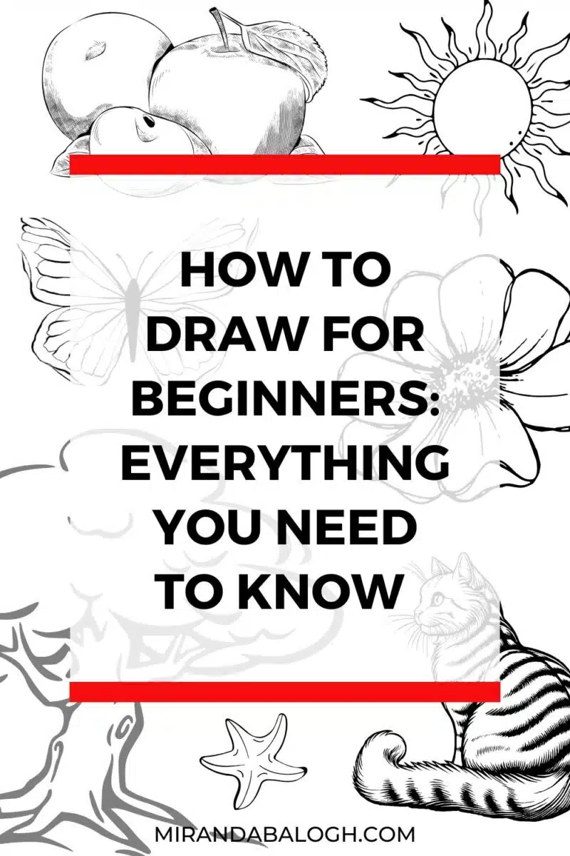 In this ultimate drawing guide, you learn how to draw as a complete beginner. In it, you start by learning about the best drawing supplies for beginners. Then, you learn about the fundamentals of drawing including shapes, values, and basic drawing techniques. As well, you learn about easy drawing tips to help you get started with drawing. And as a bonus, this guide shares a list of easy drawing ideas that are perfect for beginners.