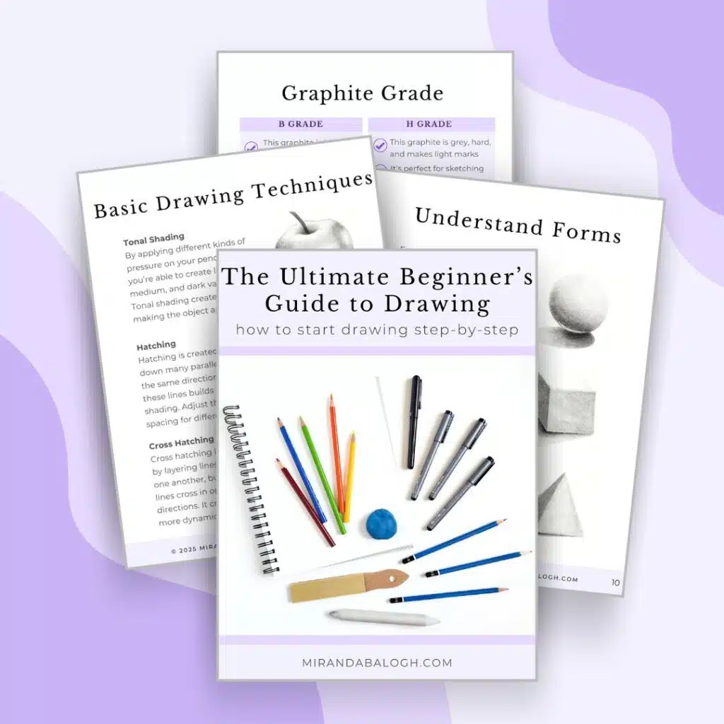 Get your free copy of The Ultimate Beginner's Guide to Drawing to kickstart your drawing journey today.