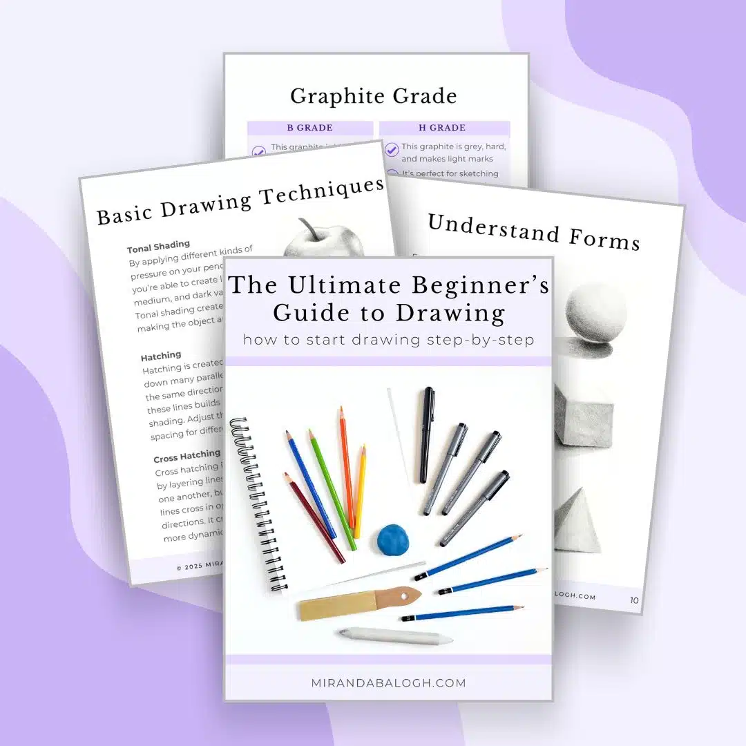 Get your free copy of The Ultimate Beginner's Guide to Drawing to kickstart your drawing journey today.